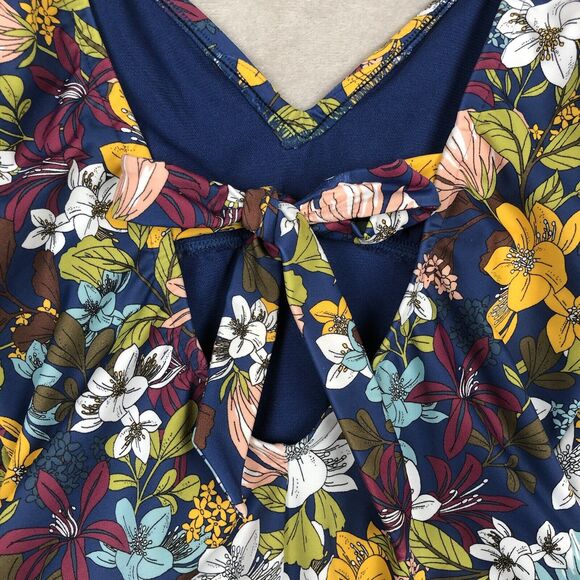 BEACH BETTY Miracle Brands Estilo Swimsuit Sz S Blue Floral Flutter Strap Tie - Picture 9 of 9